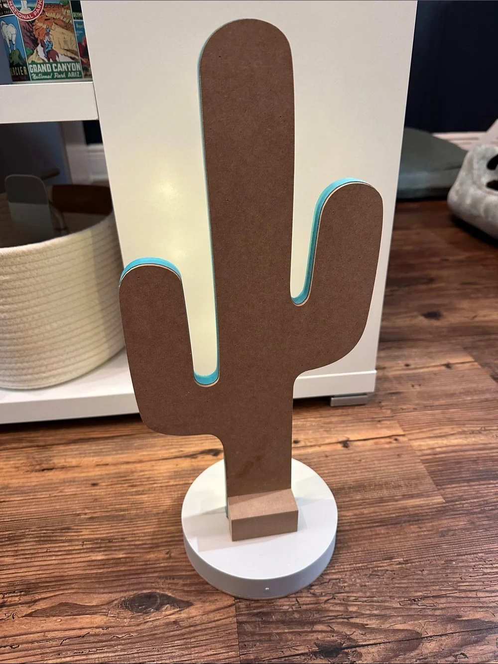Turquoise Cactus LED Night Light - Decorative Home Party Accent
